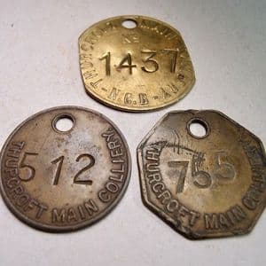 THREE MINER'S TALLIES  -  Thurcroft Colliery, Rotherham, South Yorkshire