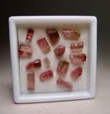 TOURMALINE CRYSTALS (14 crystals in gemstone box)