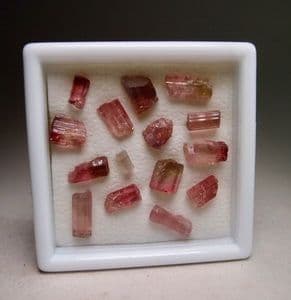 TOURMALINE CRYSTALS (14 crystals in gemstone box)