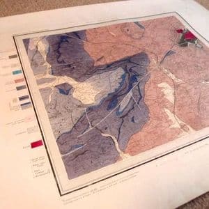 VICTORIAN HAND-COLOURED ANTIQUE GEOLOGICAL MAP OF THE LUDLOW AREA (1884)