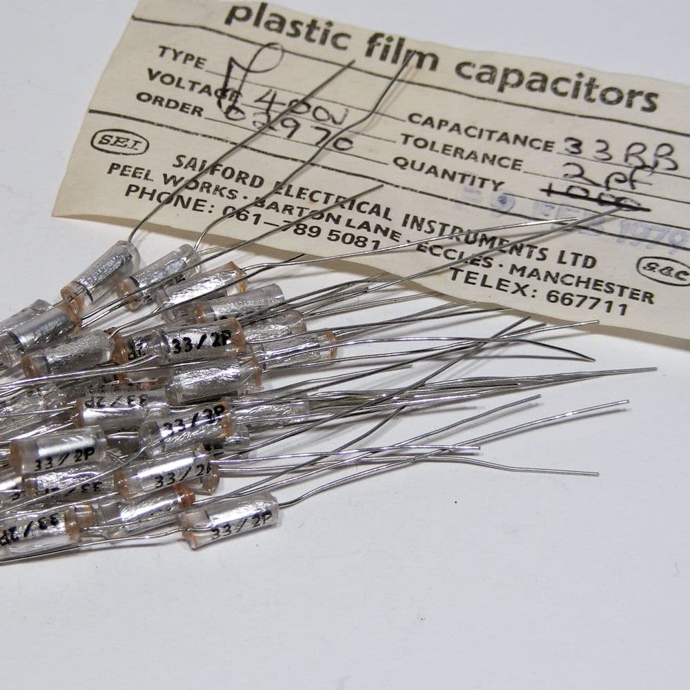 33pF 400V GEC polystyrene capacitors x 30