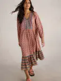 Abigail Embroidered Dress. Pink Multi
