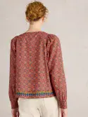 Abigail Embroidered Top. Pink Multi