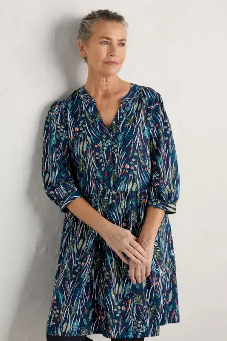 Apple Barn Printed Shirt Dress. Wetland Pasture Maritime