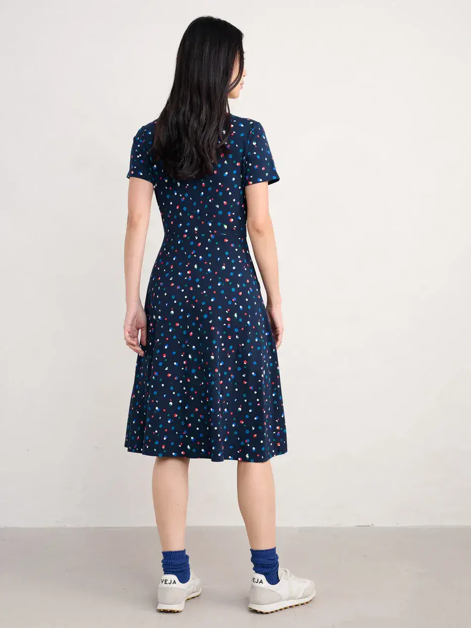 april short sleeve dress April Spotted Pocket Dress (DSS165) 409 Navy / One Size