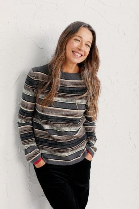 Art Deco Jumper. Ladock Slate Mix. WAS £79.95 NOW ONLY