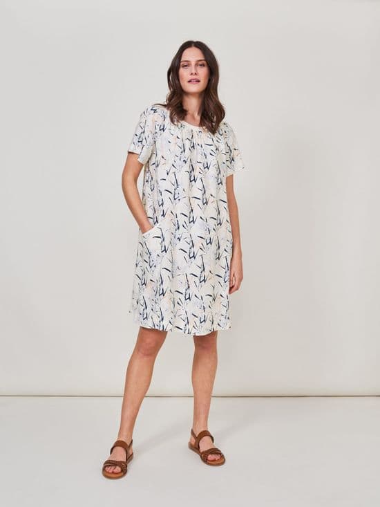 Avery Linen Dress. White MLT