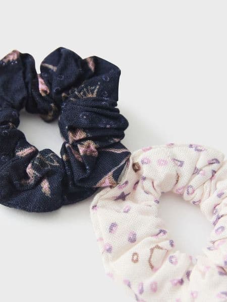 Bamboo hair Scrunchies. Grey Multi