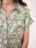 Bantu Linen Tunic. Green Multi