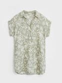 Bantu Linen Tunic. Green Multi