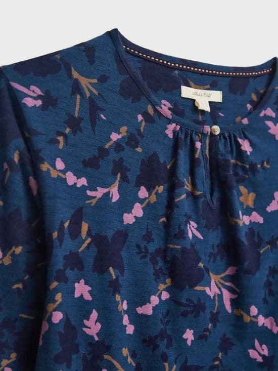 Bea Jersey Top. Navy Multi