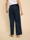 Belle Linen Blend Wide Trouser. Dark Navy