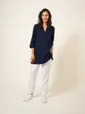 Blaire Linen Tunic. Dark Navy