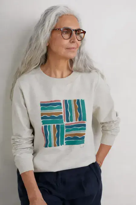 Bright Wave Sweatshirt. Tide Lines Chalk