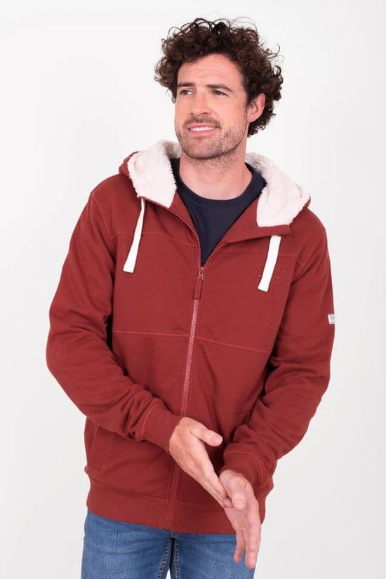 Burgundy Borg Lined Hoodie.