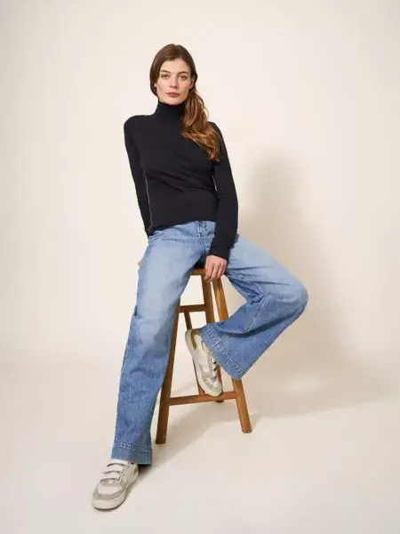 Camille high Neck, Long Sleeve Tee. Dark Grey