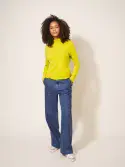 Camille high Neck, Long Sleeve Tee. Mid Chartreuse