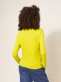 Camille high Neck, Long Sleeve Tee. Mid Chartreuse