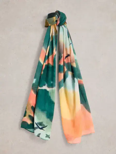Canyon Sunrise Scarf. Green Multi
