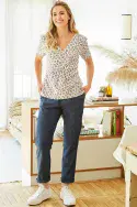 Chambray Elasticated Trousers. Indigo Wash
