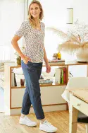 Chambray Elasticated Trousers. Indigo Wash