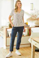 Chambray Elasticated Trousers. Indigo Wash