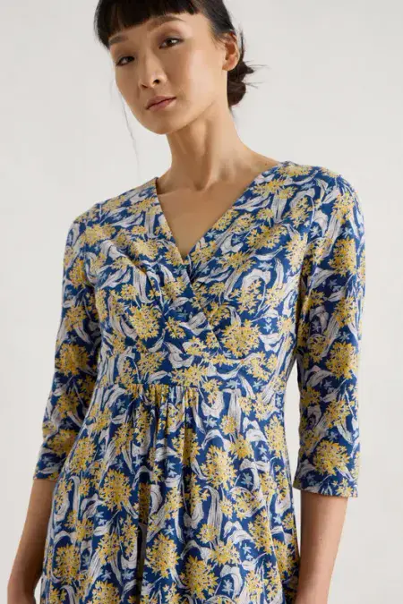 Chapelle 3/4 Sleeve Dress. Woodland Garlic Marine