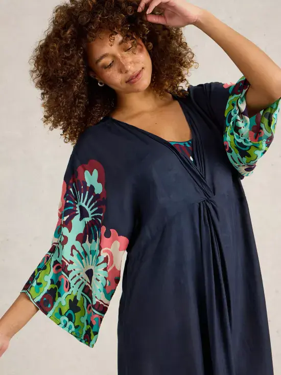Cleo Kimono. Navy Multi