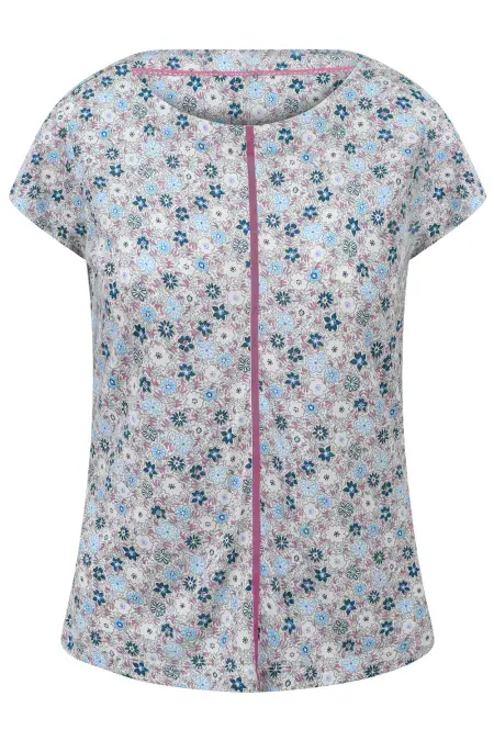 Cottage Floral Willow Bud Tee. Vaporous Grey Multi