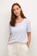 Deia Oneck T-Shirt. White-Blue Stripe