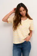 Deia Oneck T-Shirt. White-Orange Stripe