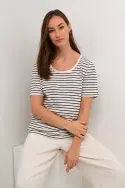 Deia Oneck T-Shirt. White-Salute Stripe