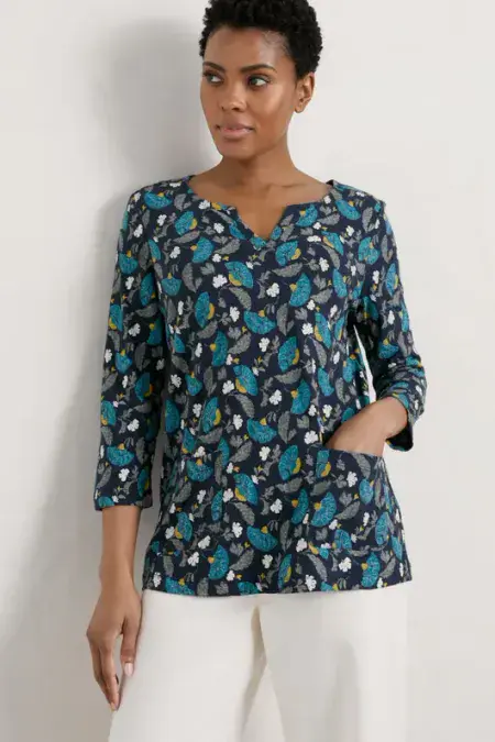 Gypsophilia Top. Inky Brocade Maritime