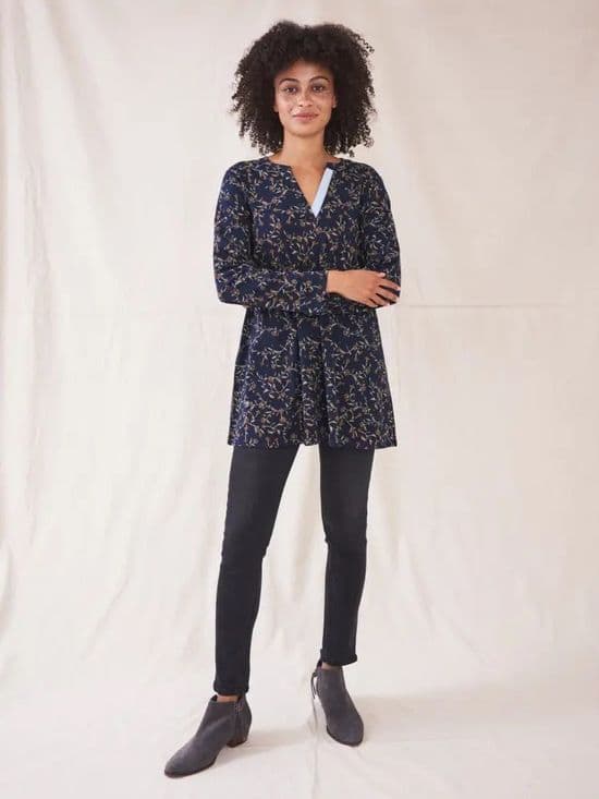 Hallie Jersey Tunic. Navy Multi