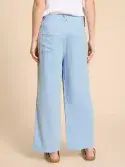Harper Linen Blend Trouser. Chambray Blue