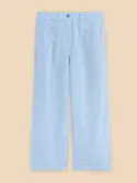 Harper Linen Blend Trouser. Chambray Blue