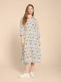 Hayden Linen Blend Shirt Dress. Nat Print