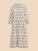 Hayden Linen Blend Shirt Dress. Nat Print