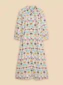Hayden Linen Blend Shirt Dress. Nat Print