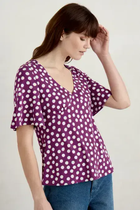 Herb Garden Angel Sleeve V-Neck Top.