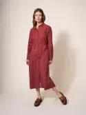 Jade Cord Shirt Dress. Mid Plum