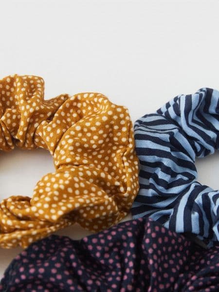 Jersey 'Off Cut' Jersey Scrunchies. (3 Pack) Blue Multi