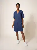 June Linen Shift Dress. Dark Navy