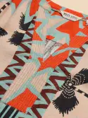 June Linen Shift Dress. Natural Multi