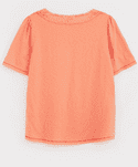 Lily Lace V Neck Tee. Light Orange