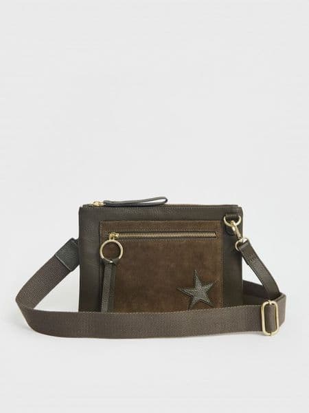 Lily Leather Crossbody Bag. Green Mlt