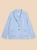 Loren Linen Blend Blazer. Chambray Blue