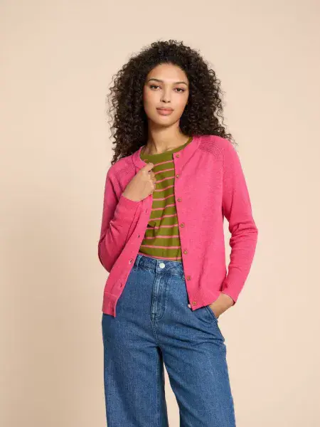 LuLu Knit Cardi. Mid Pink