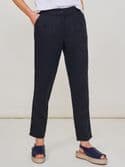 Maddie Linen Trouser. Dark Navy