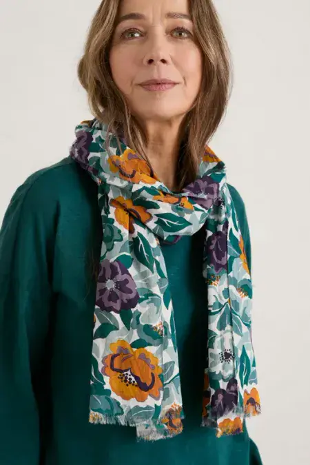 New Everyday Scarf. Collage Floral Chalk